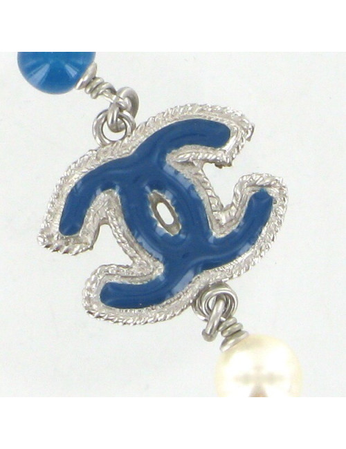 Sautoir CHANEL perles multicolores et CC 