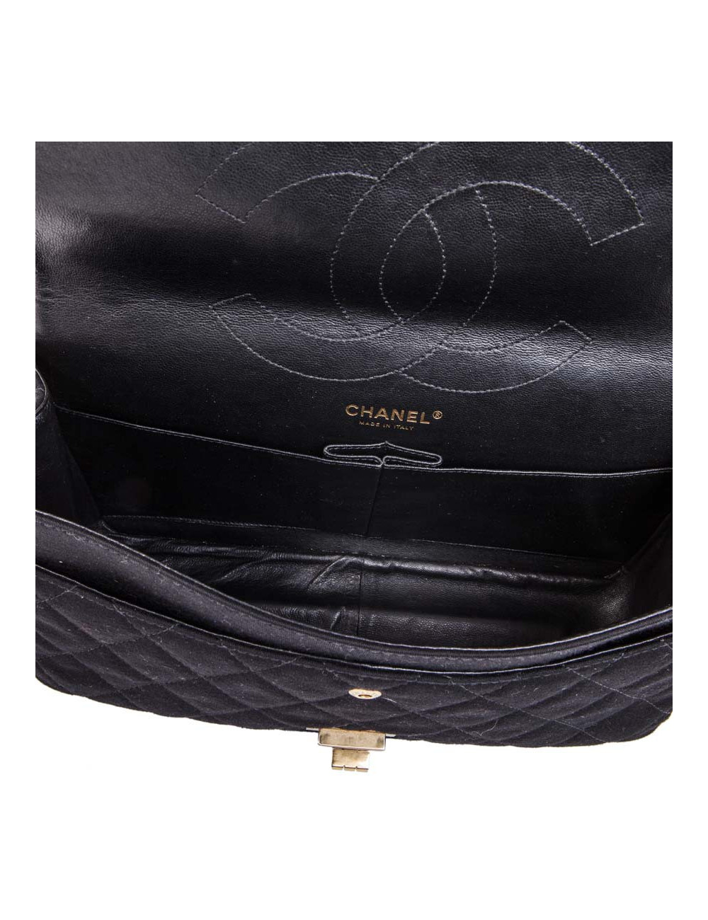 CHANEL 2.55 double flap jumbo bag in black jersey