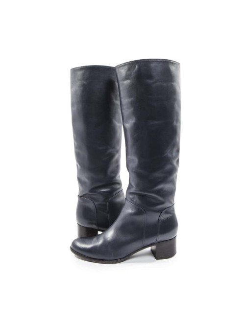 Bottes T36 SERGIO ROSSI cuir lisse bleu