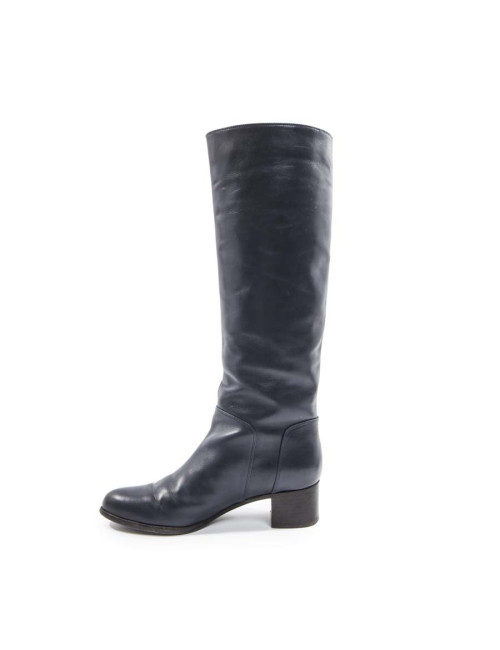 Bottes T36 SERGIO ROSSI cuir lisse bleu