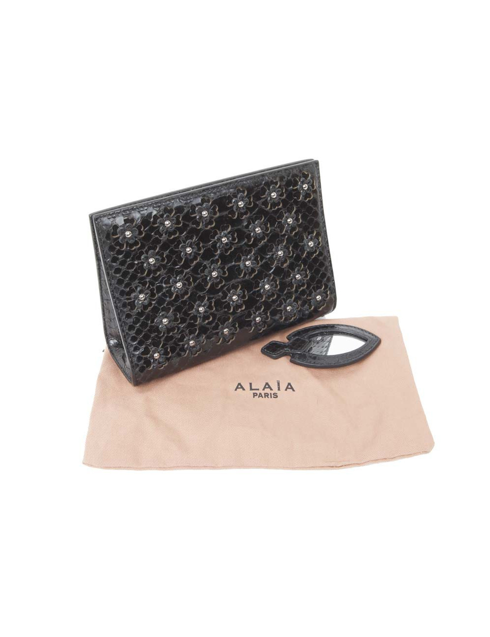 Pochette en python noir ALAIA
