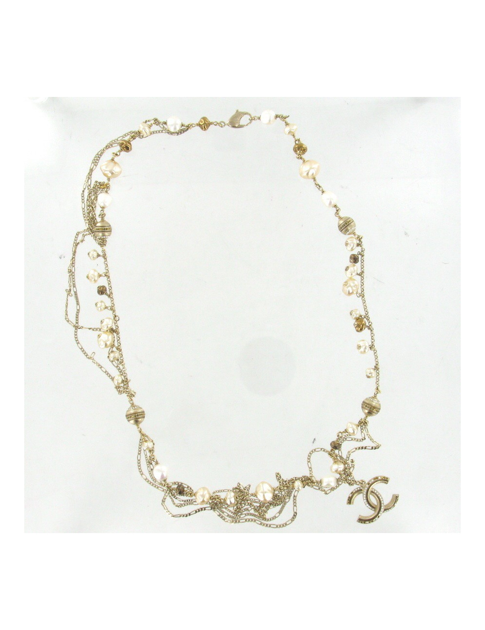 Sautoir CHANEL perles et chaînes 