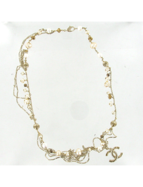 Sautoir CHANEL perles et chaînes 