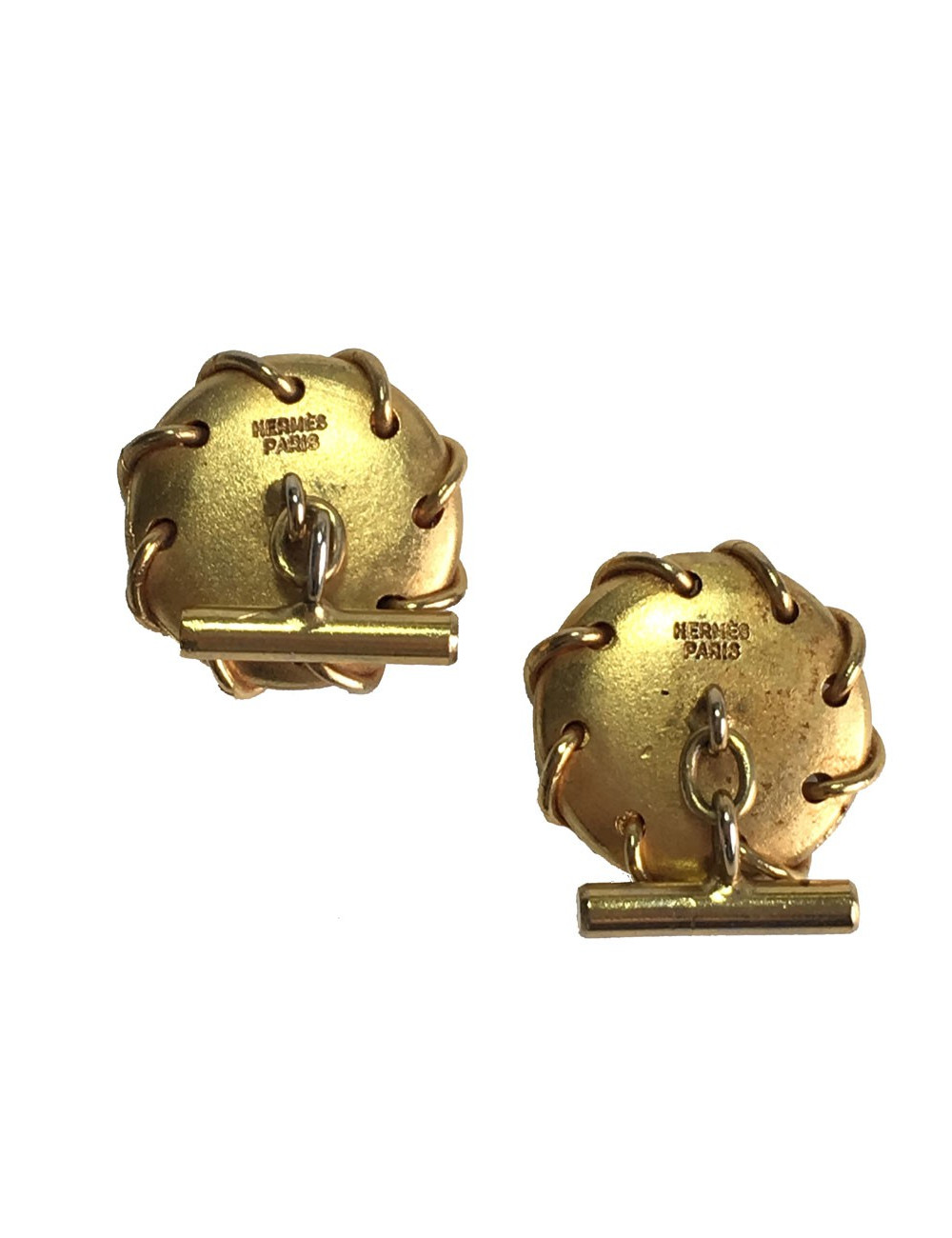 Boutons de manchette HERMES Vintage en plaqué or