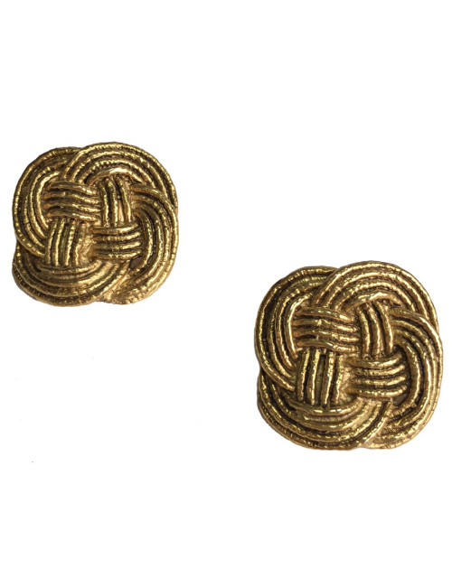 Boucles d'oreille clips en métal entrelacé doré autres marques