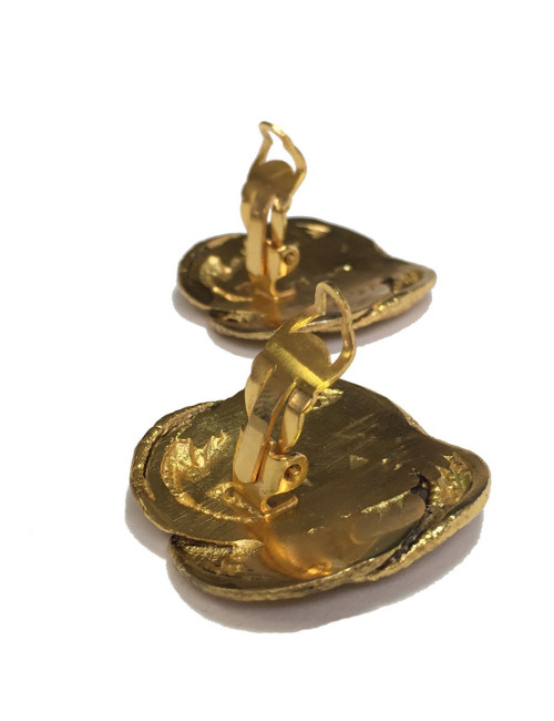 Boucles d'oreille clips en métal entrelacé doré autres marques