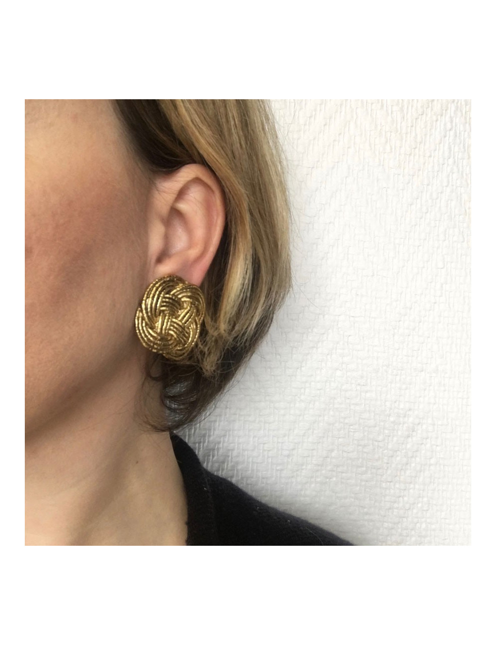 Boucles d'oreille clips en métal entrelacé doré autres marques