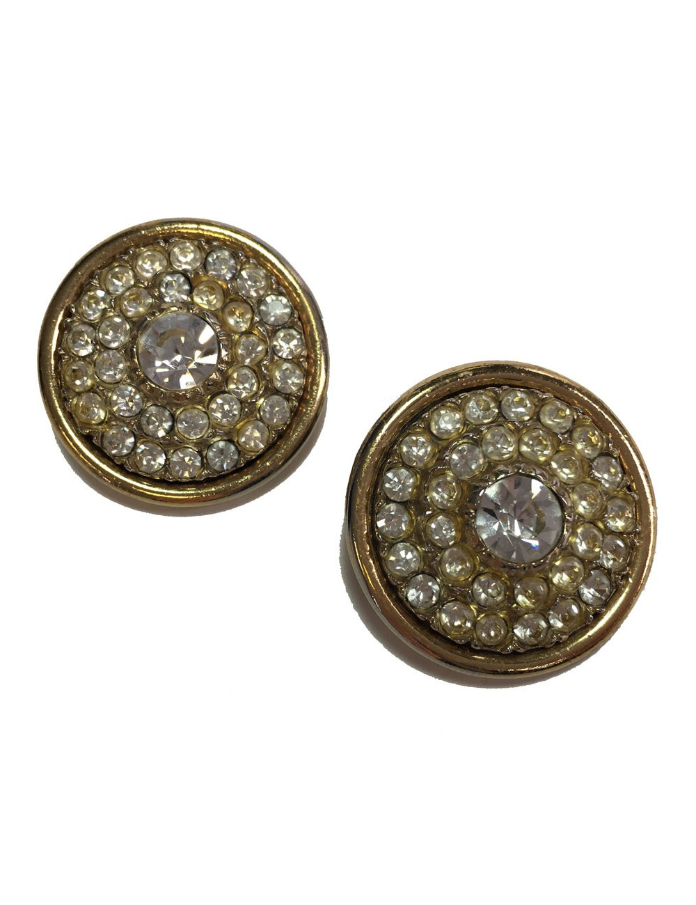 Boucles d'oreille clips dorées et strass autres marques
