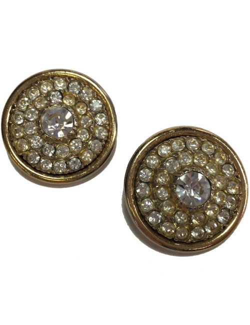 Boucles d'oreille clips dorées et strass autres marques