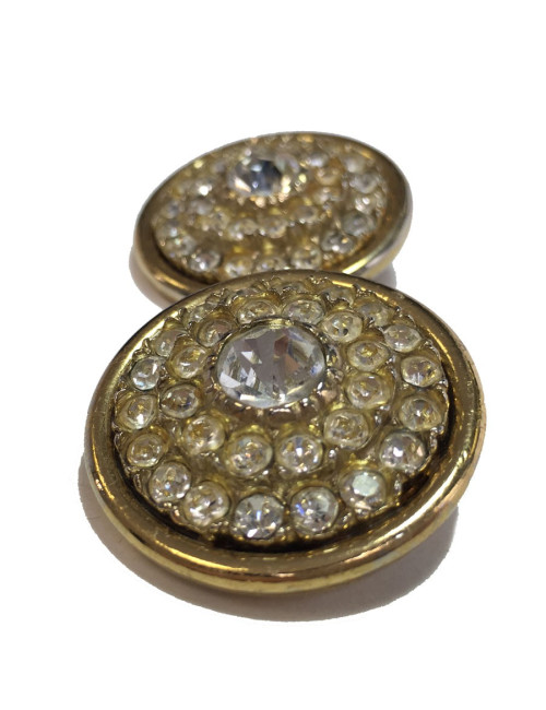 Boucles d'oreille clips dorées et strass autres marques