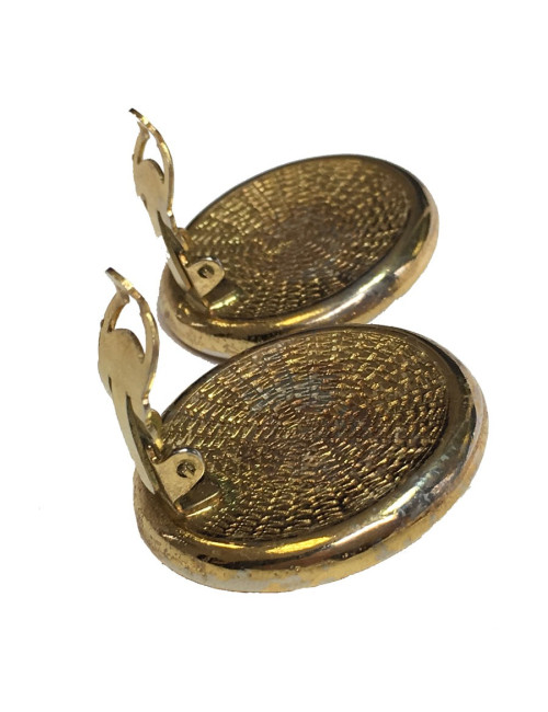 Boucles d'oreille clips dorées et strass autres marques