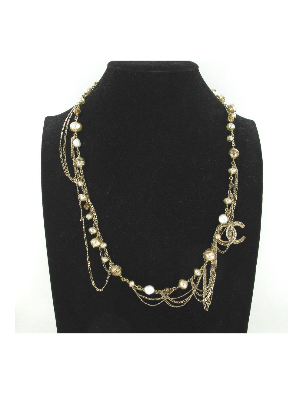 Sautoir CHANEL perles et chaînes 