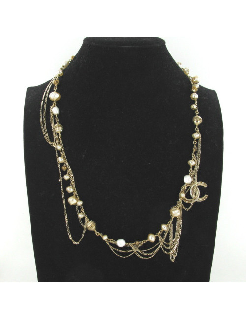 Sautoir CHANEL perles et chaînes 