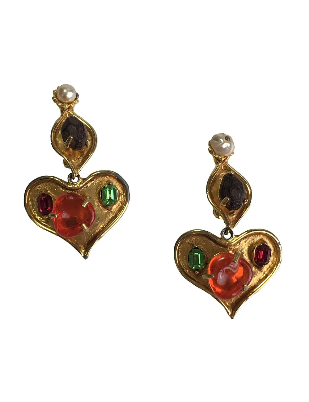 Boucles d'oreille clips CHRISTIAN LACROIX pendants Vintage