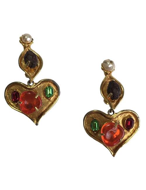 Boucles d'oreille clips CHRISTIAN LACROIX pendants Vintage