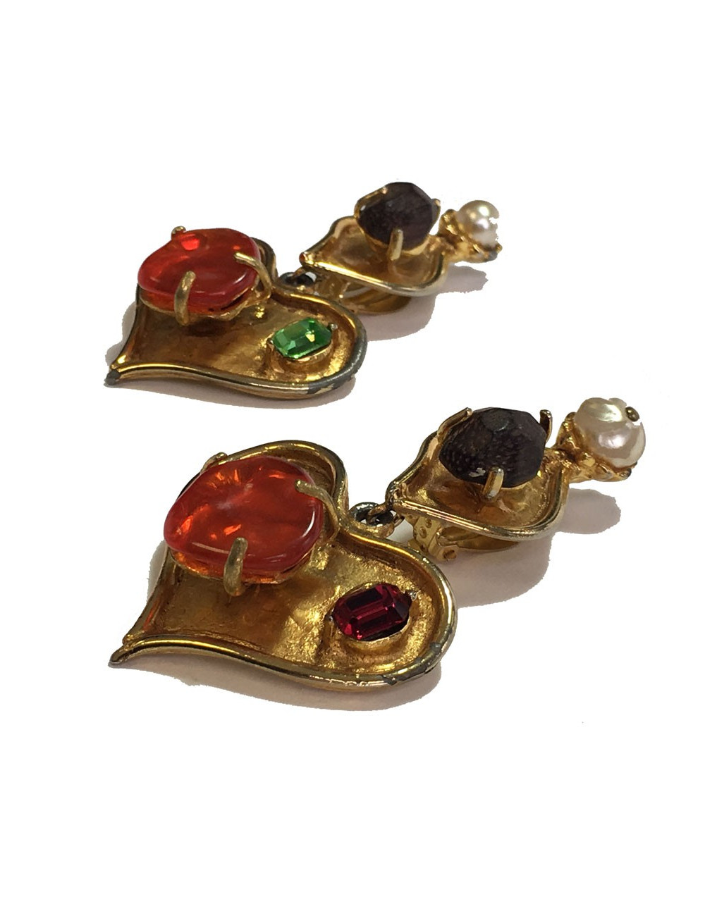 Boucles d'oreille clips CHRISTIAN LACROIX pendants Vintage