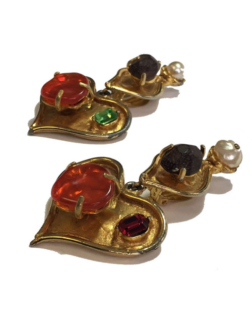 Boucles d'oreille clips CHRISTIAN LACROIX pendants Vintage