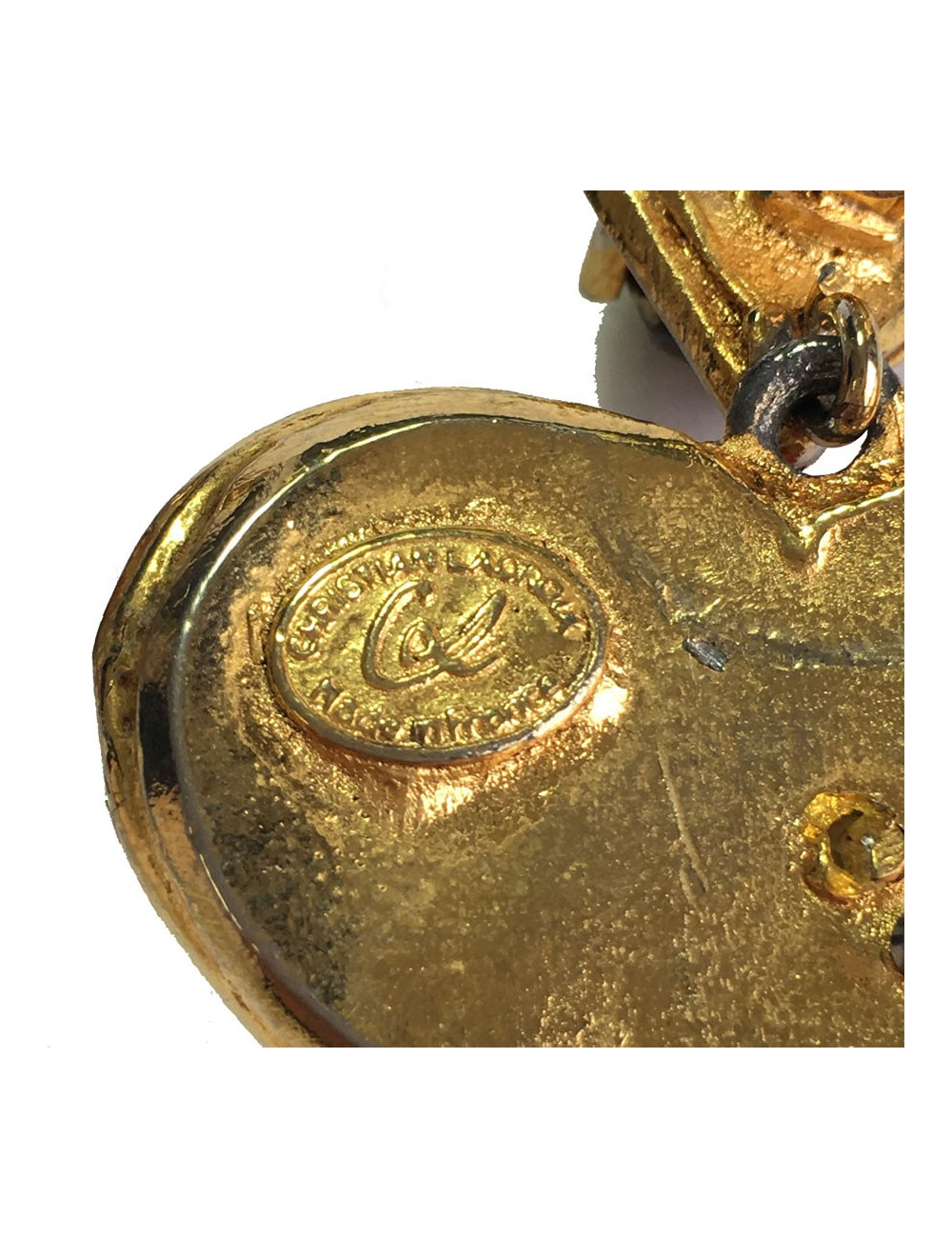 Boucles d'oreille clips CHRISTIAN LACROIX pendants Vintage