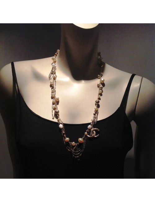 Sautoir CHANEL perles et chaînes 
