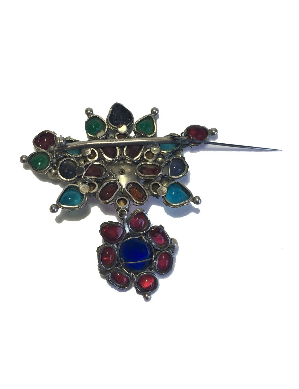 Broche couture CHANEL en pâte de verre Vintage