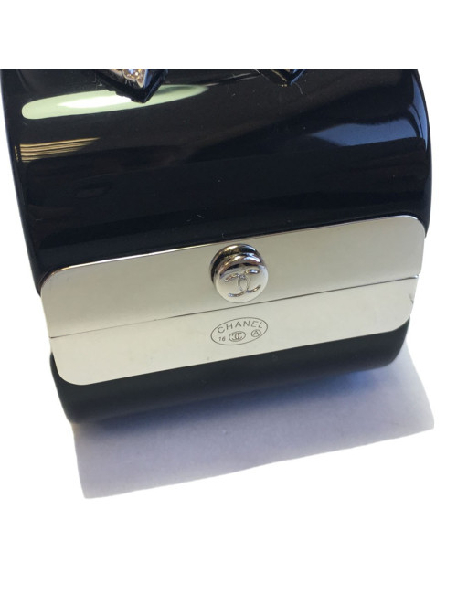 Manchette CHANEL noire et double C strass