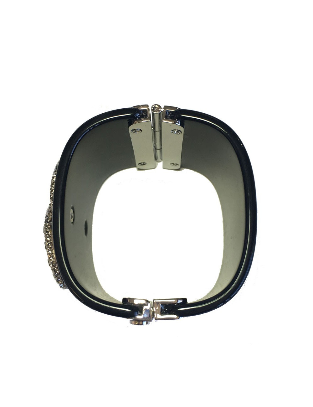 Manchette CHANEL noire et double C strass