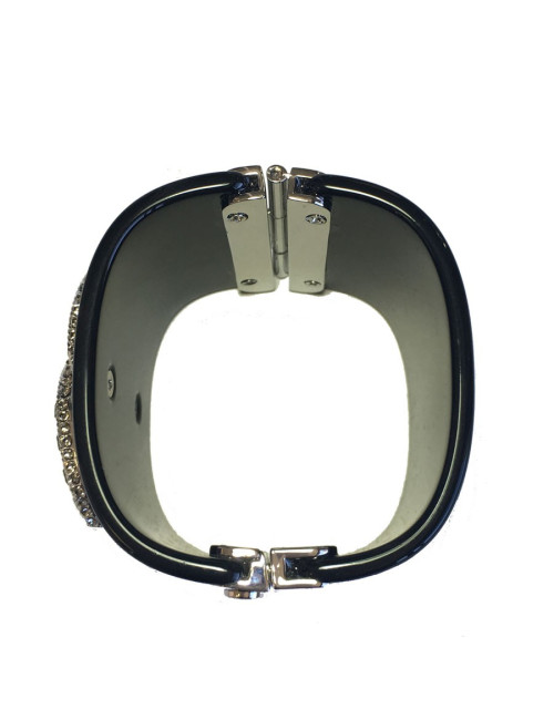 CHANEL cuff black and double C rhinestone