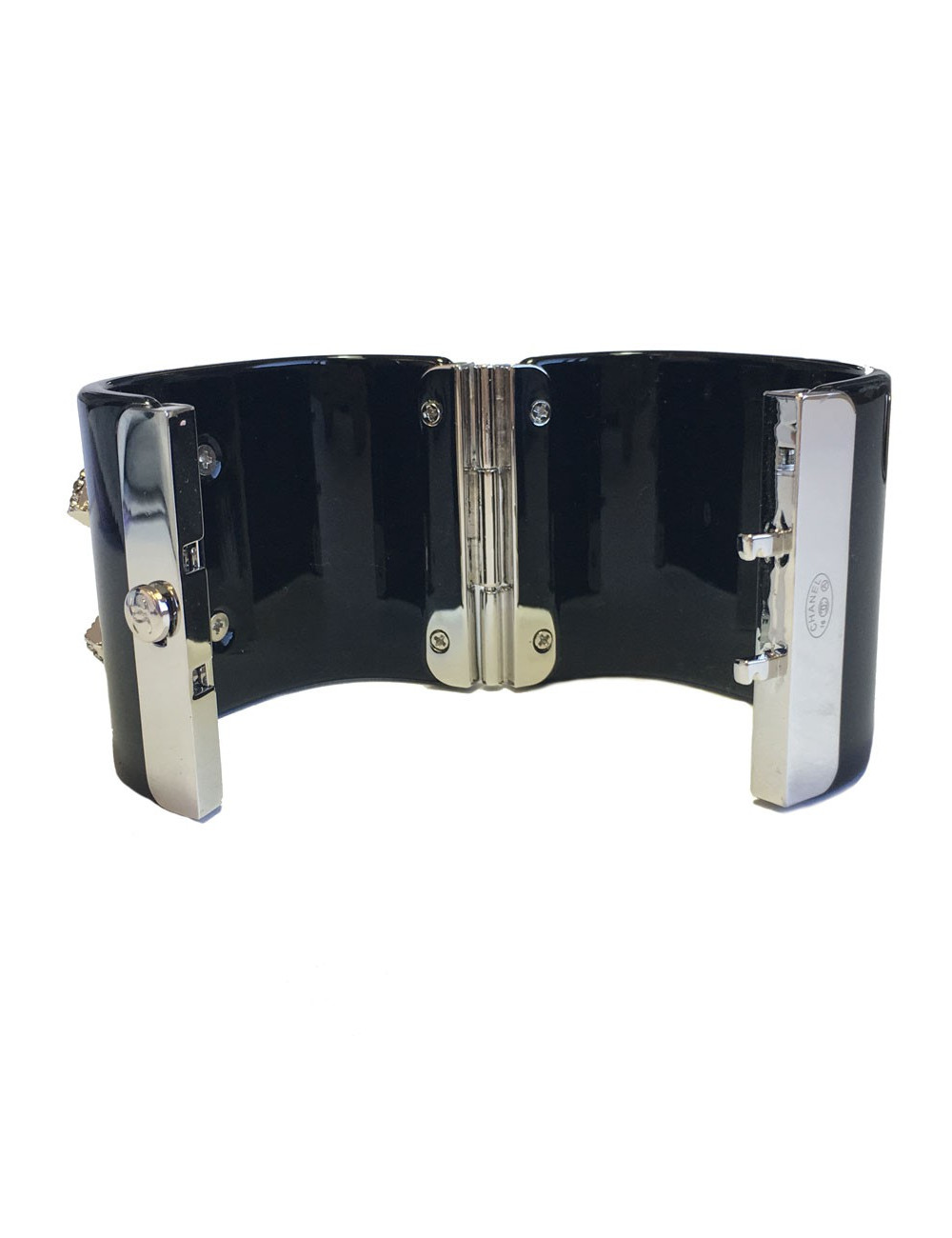 CHANEL cuff black and double C rhinestone