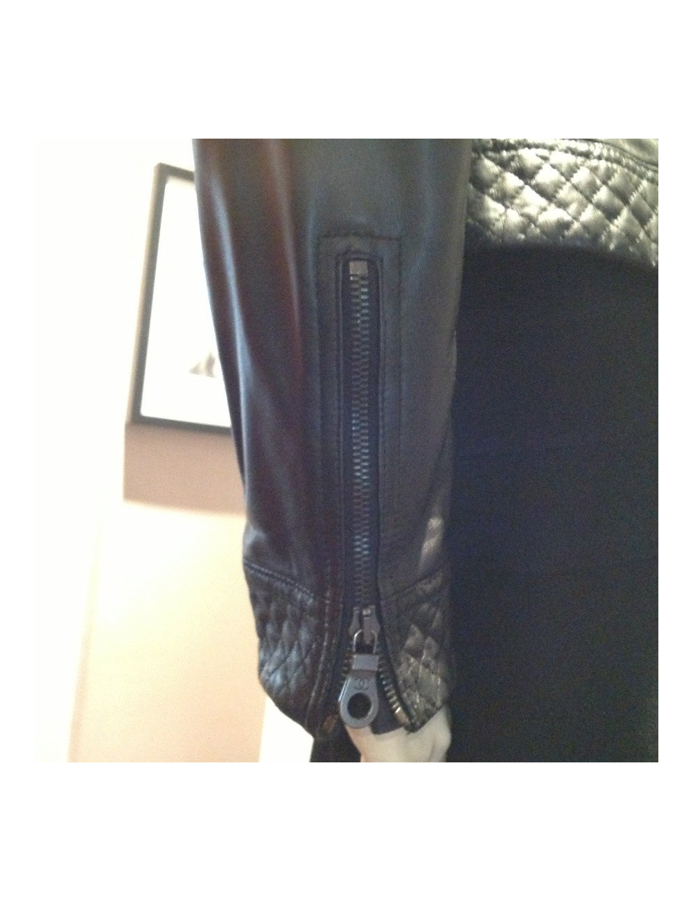 Perfecto CHANEL cuir et cuir matelassé noir