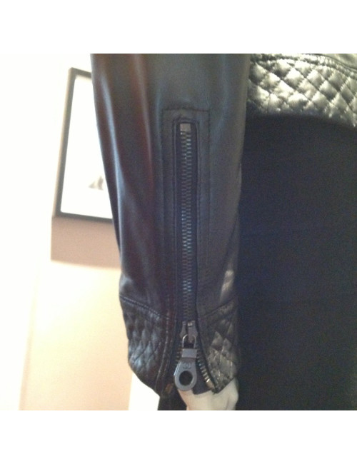 Perfecto CHANEL cuir et cuir matelassé noir