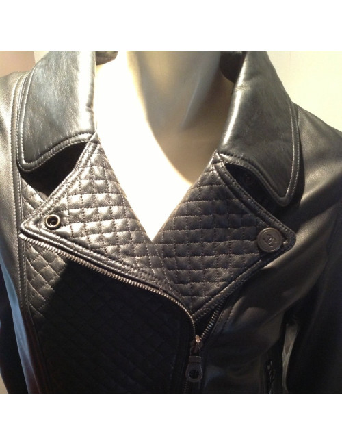 Perfecto CHANEL cuir et cuir matelassé noir