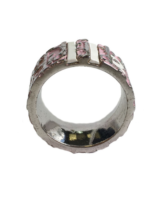Ring DIOR monogram silver metal and enamel pink T55