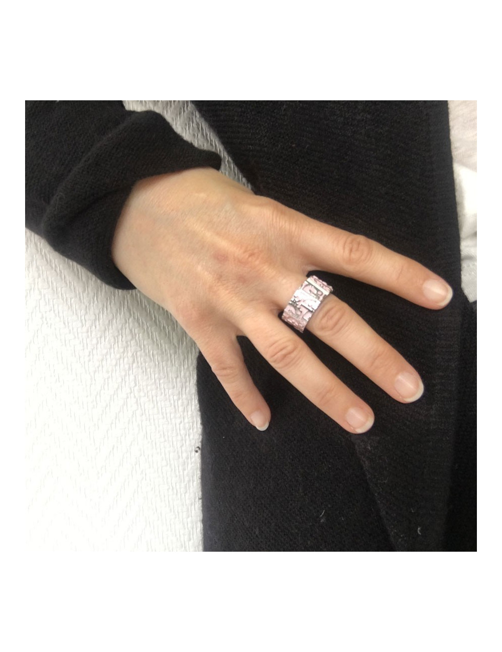 Ring DIOR monogram silver metal and enamel pink T55