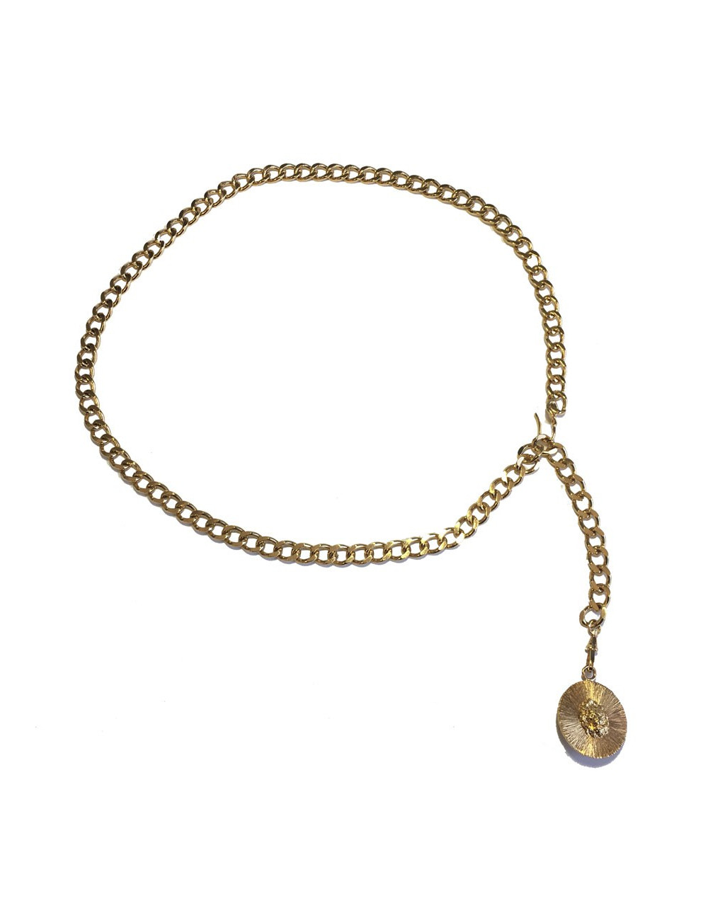 CHANEL vintage chain necklace belt in gilded metal