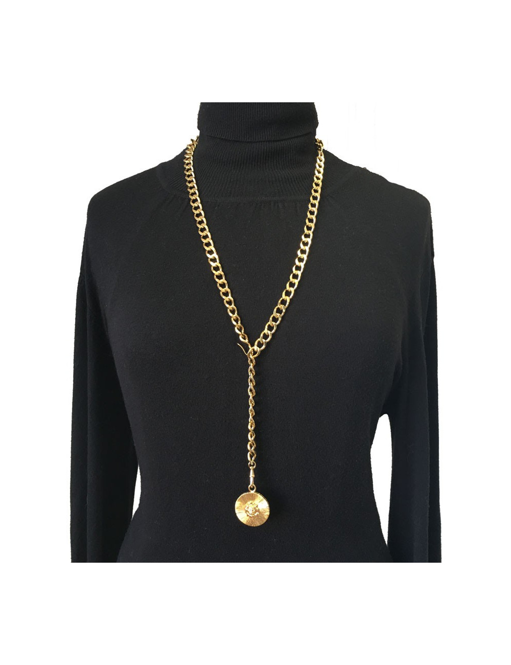 CHANEL vintage chain necklace belt in gilded metal