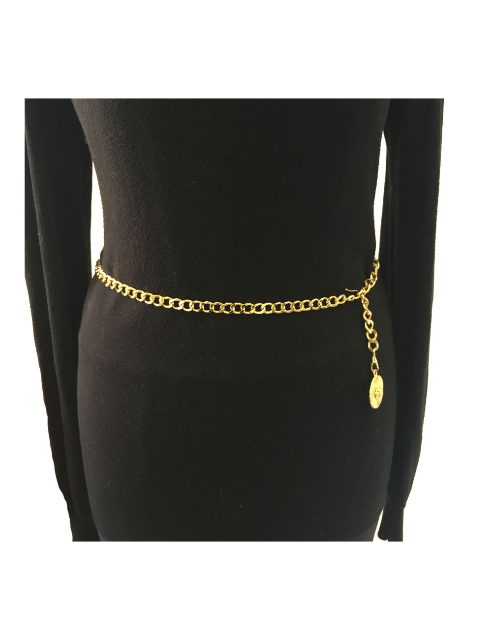 Ceinture sautoir CHANEL vintage en métal doré