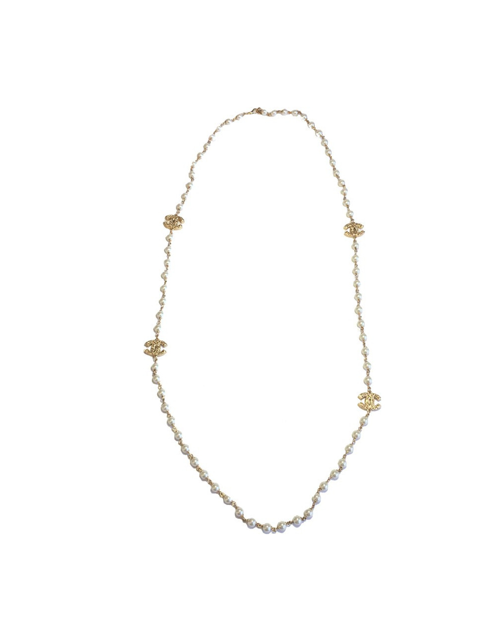 Sautoir CHANEL perles et doré