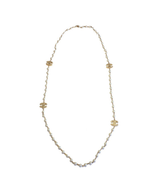 Sautoir CHANEL perles et doré