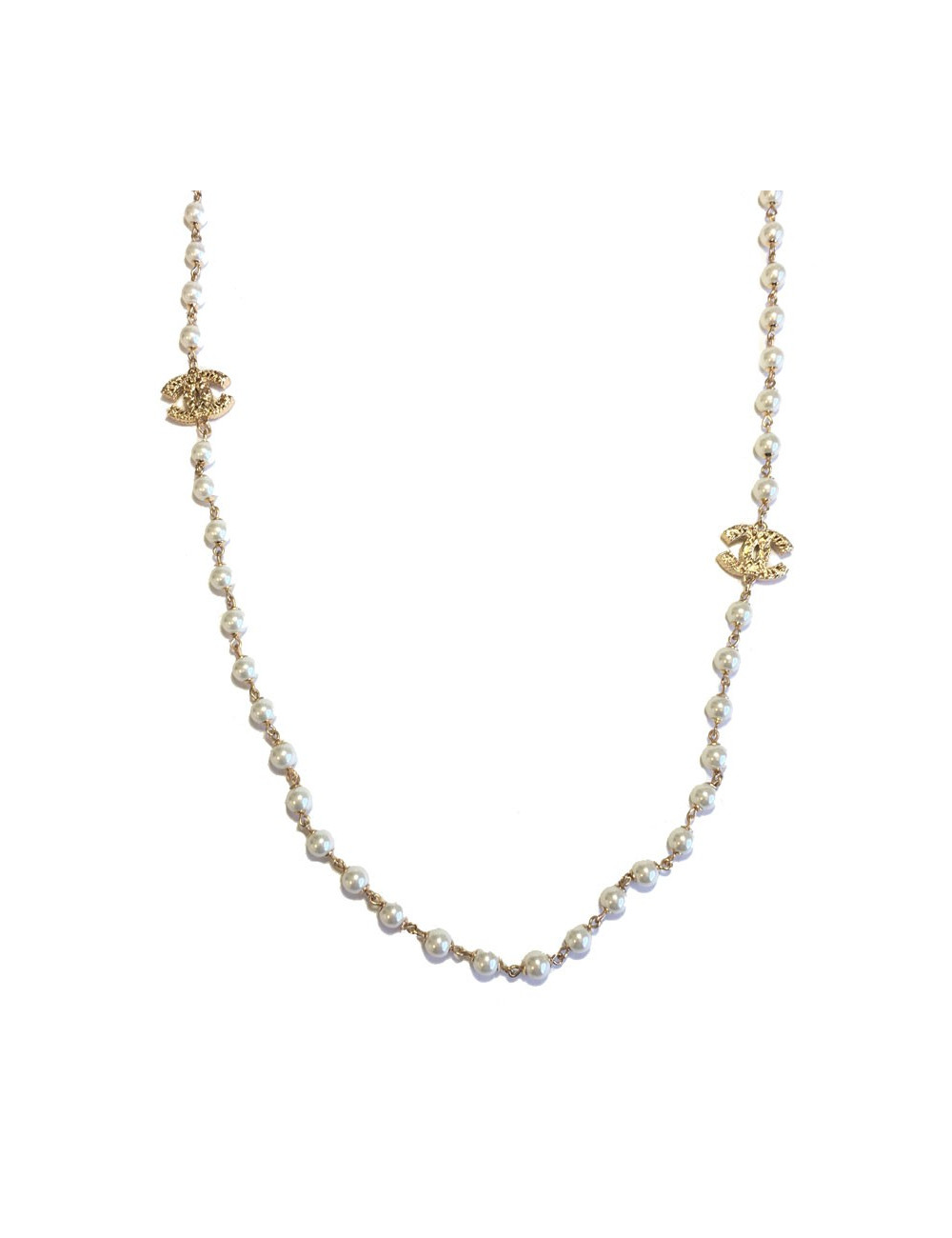 Sautoir CHANEL perles et doré