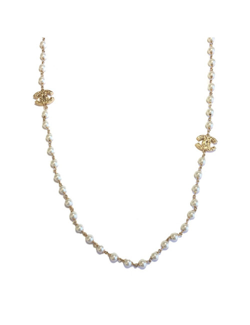Sautoir CHANEL perles et doré