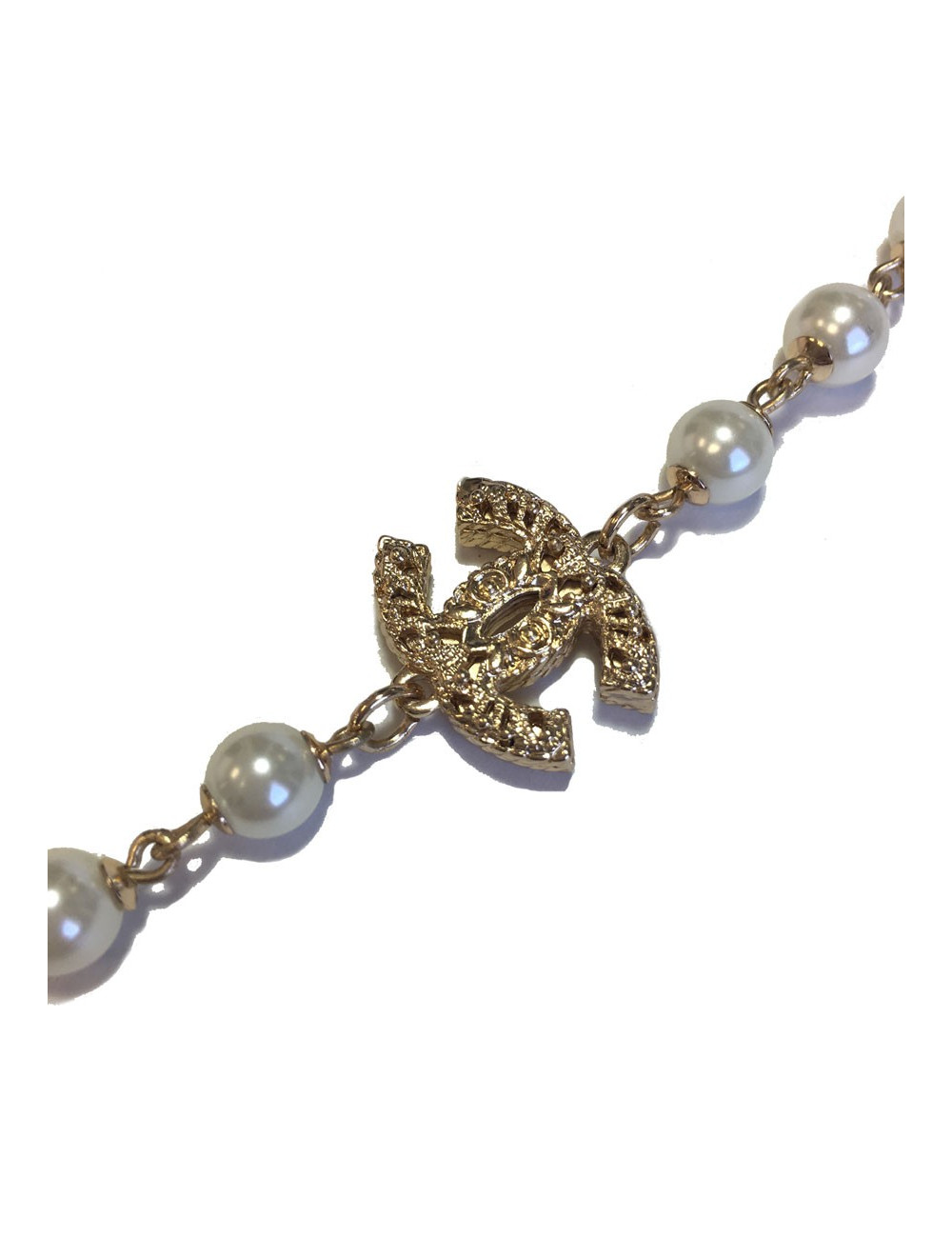 Sautoir CHANEL perles et doré