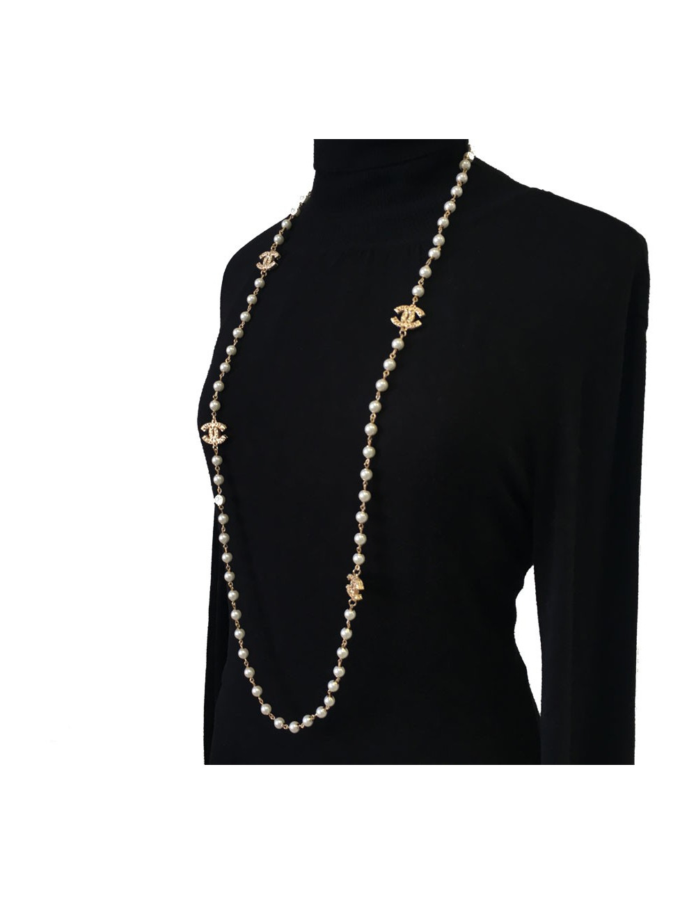 Sautoir CHANEL perles et doré