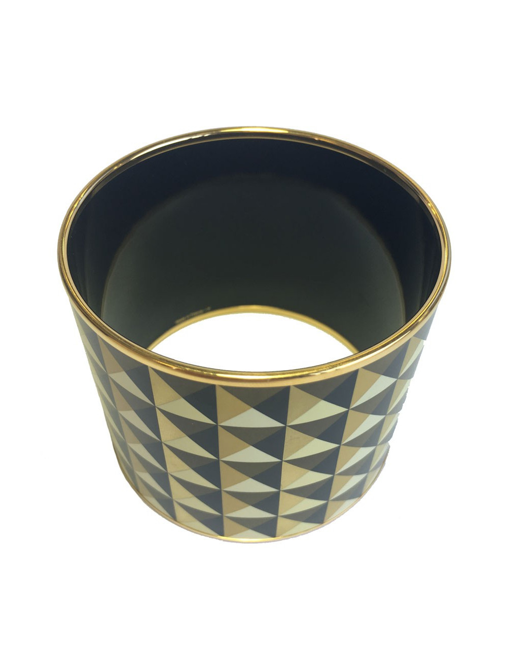 Manchette HERMES méga large en émail or, noir, kaki finition plaqué or