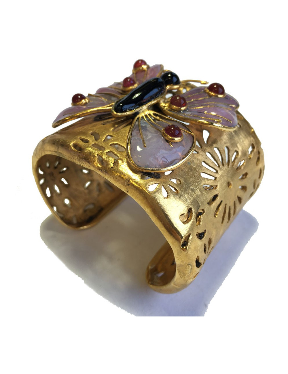 Manchette MARGUERITE de VALOIS papillon rose