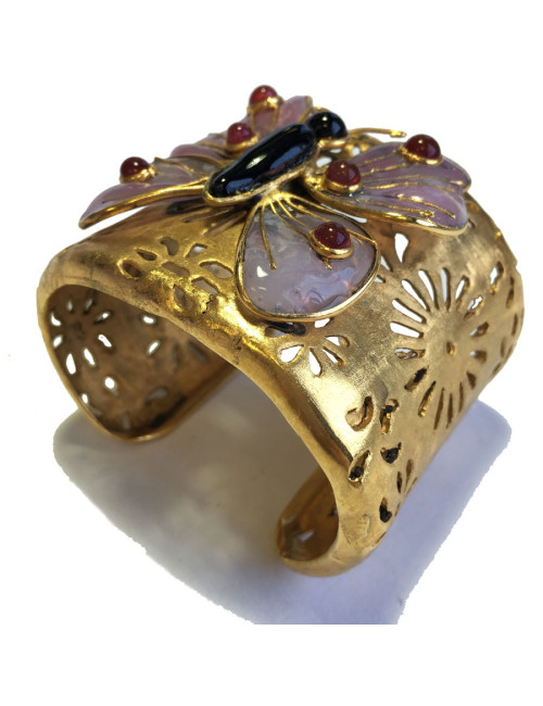 Manchette MARGUERITE de VALOIS papillon rose