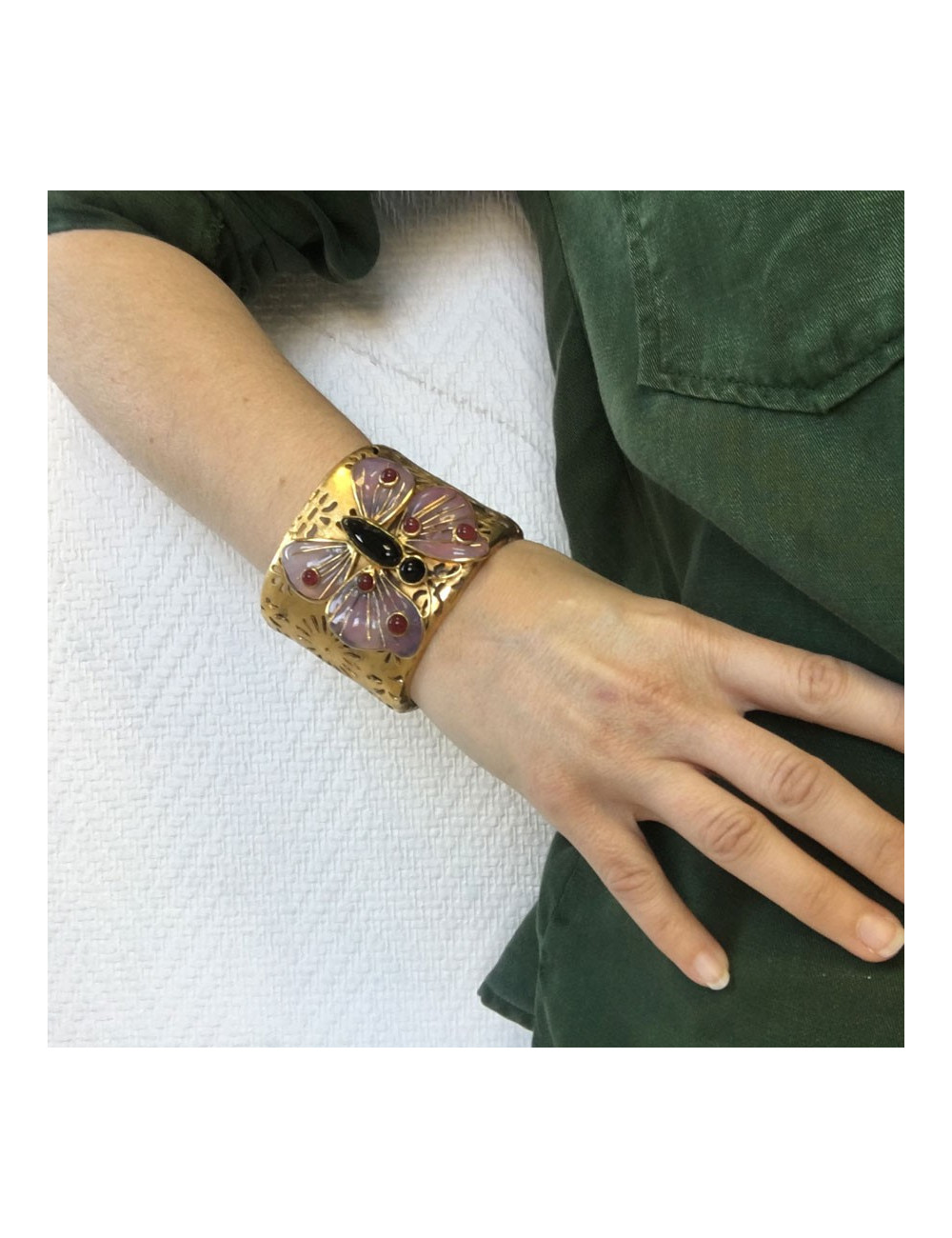 Manchette MARGUERITE de VALOIS papillon rose