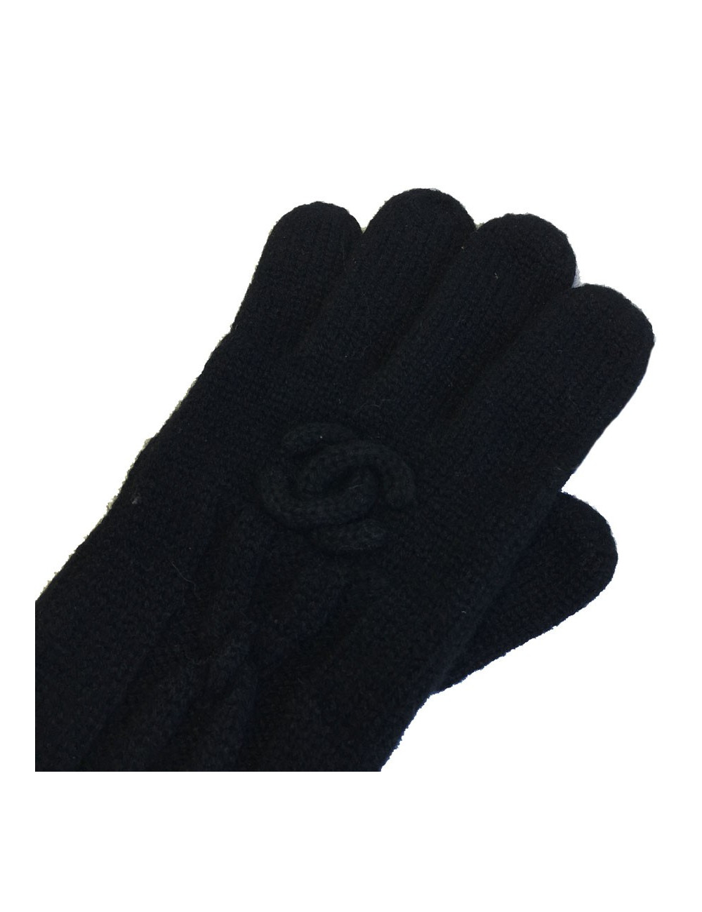 Gants longs CHANEL T 7,5 en cachemire noir