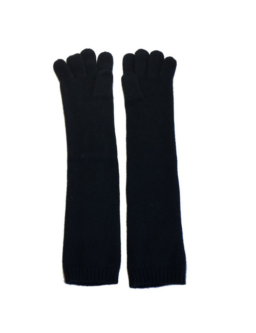 Gants longs CHANEL T 7,5 en cachemire noir