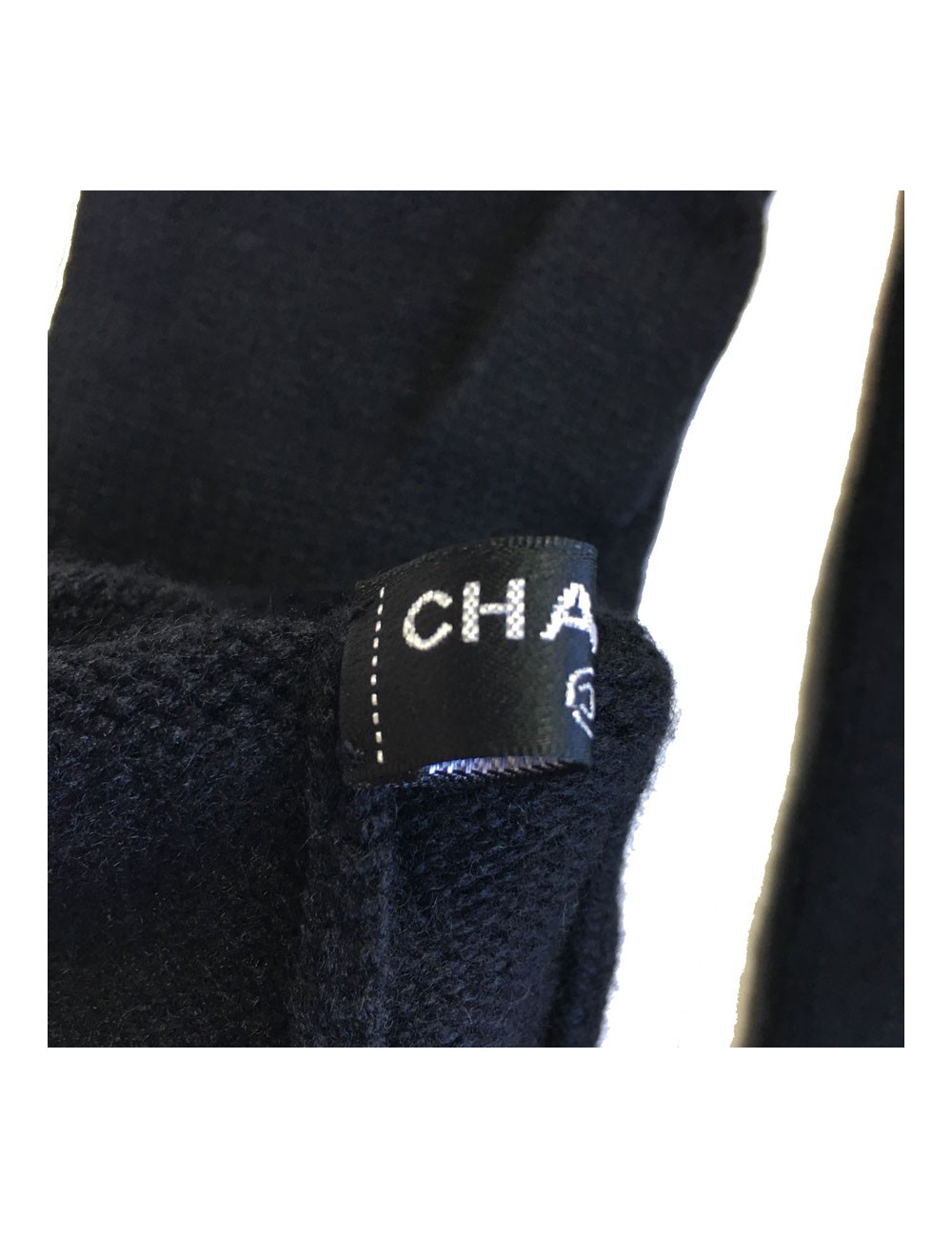 Gants longs CHANEL T 7,5 en cachemire noir