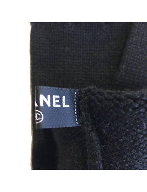 Gants longs CHANEL T 7,5 en cachemire noir